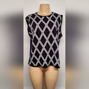 Erika Argyle Sweater Knit Vest XL